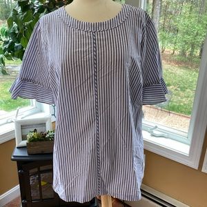 Banana Republic Striped Ruffle Sleeve Blouse